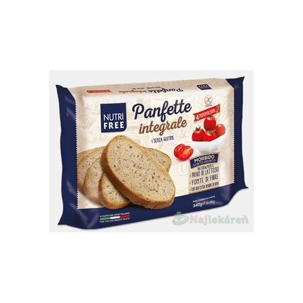 NutriFree Panfette integrale, bezlepkový, domáci celozrnný krájaný chlieb, 340g