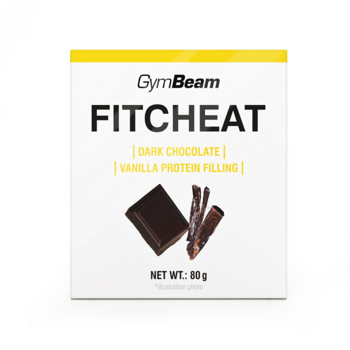 E-shop Proteínová čokoláda Fitcheat - GymBeam biela čokoláda s jahodou 10 x 80 g