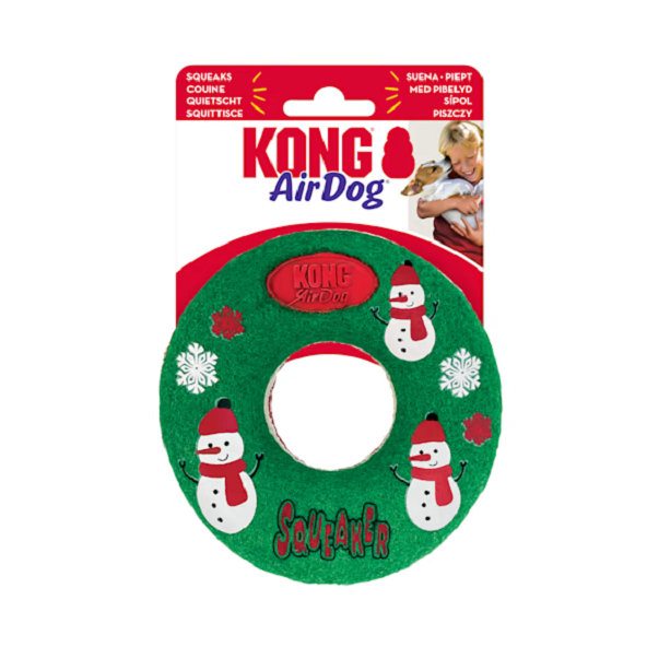 Kong Dog Holiday AirDog Squeaker Donut hračka s pískatkom pre psy, veľ. M