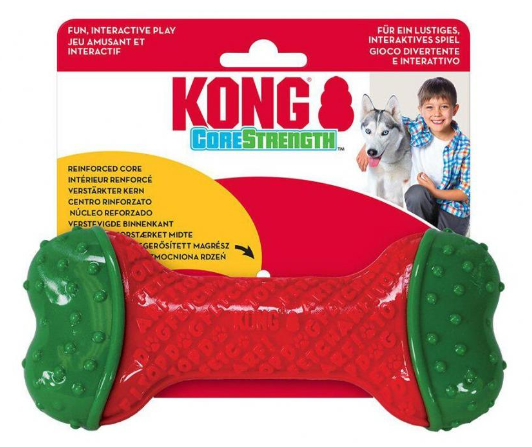 E-shop Kong Dog Holiday Holiday CoreStrength hračka kosť pre psy, zeleno-červená veľ. S/M