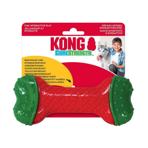 Kong Dog Holiday Holiday CoreStrength hračka kosť pre psy, zeleno-červená veľ. S/M