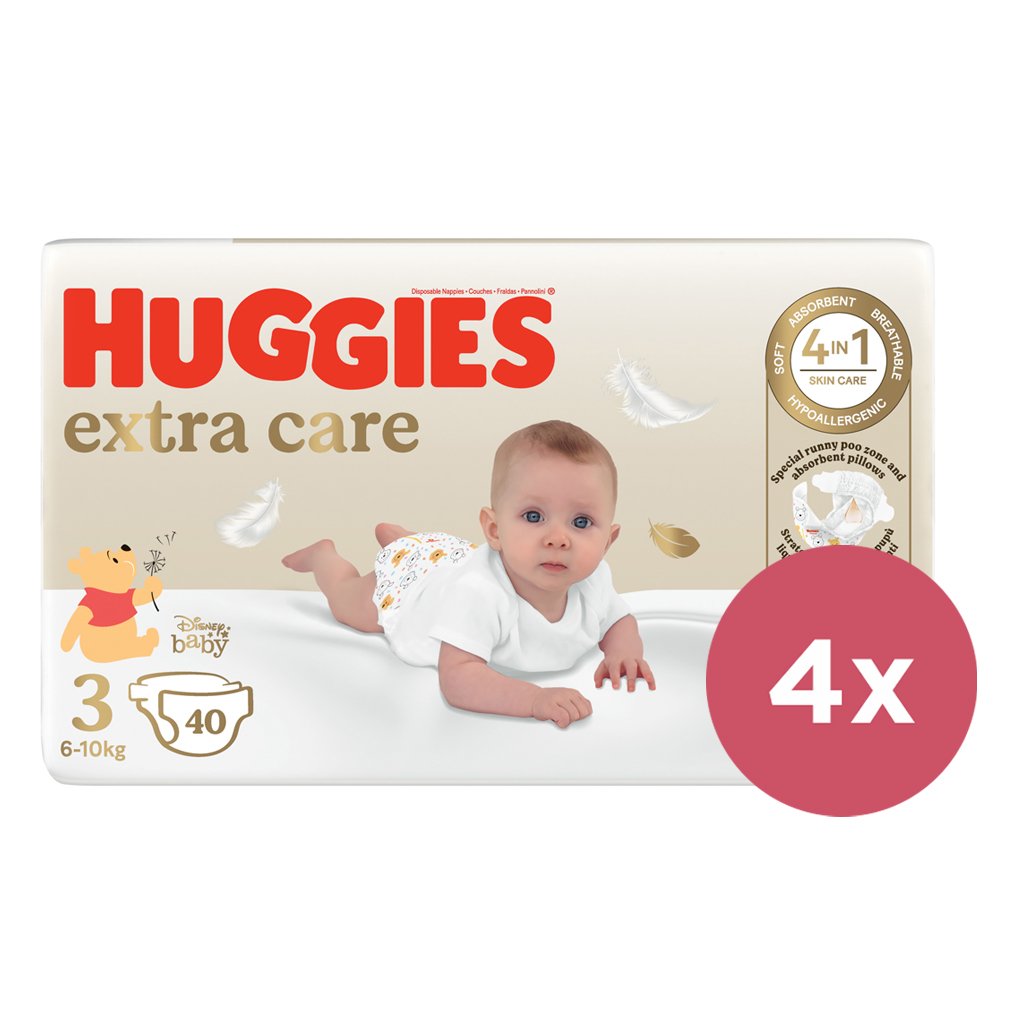 E-shop 4x HUGGIES® Plienky jednorázové Extra Care 3 (6-10 kg) 40 ks