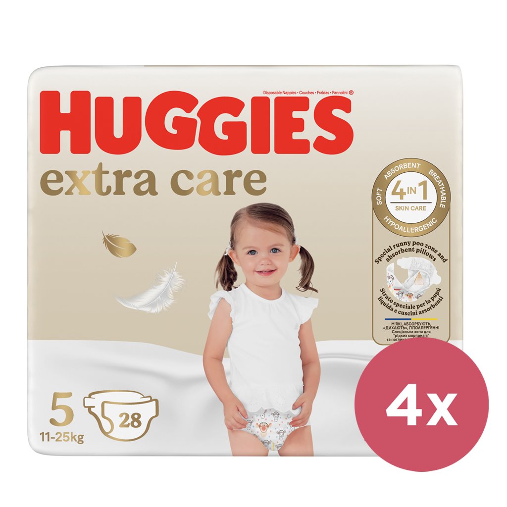 E-shop 4x HUGGIES® Plienky jednorázové Extra Care 5 (12-17 kg) 28 ks