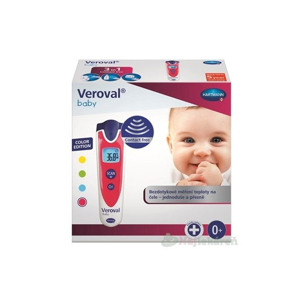 VEROVAL Baby Bezdotykový infračervený teplomer digitálny, červený