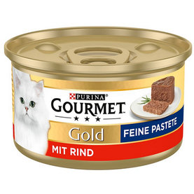 GOURMET GOLD cat hovädzia paštéta konzervy pre mačky 12 x 85g