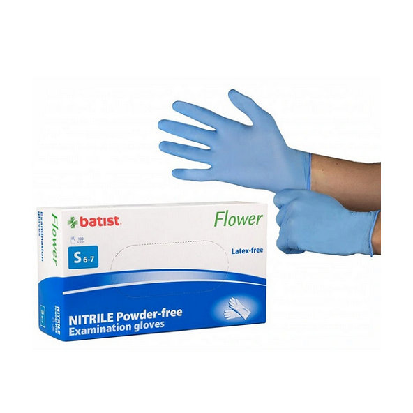 Rukavice vyšetrovacie nitrilové nepúdrované FLOWER veľ. S, nesterilné 100ks
