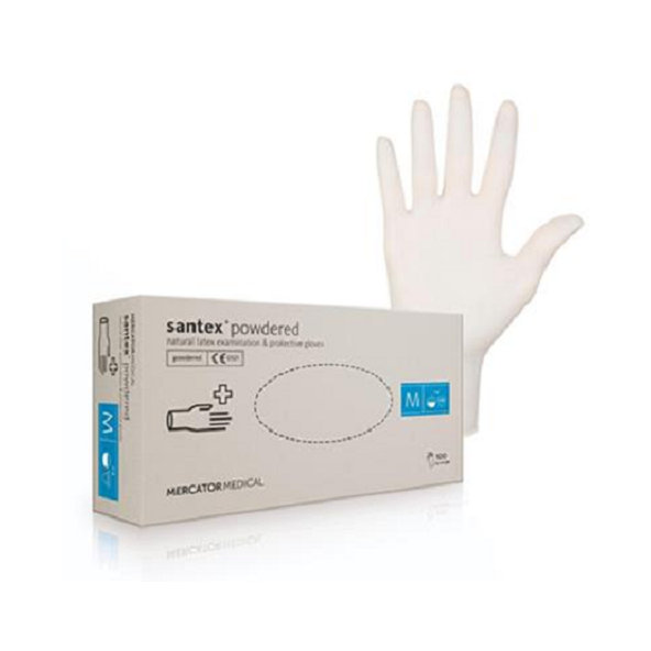 Rukavice vyšetrovacie latexové SANTEX veľ. XL púdrované 100ks/bal