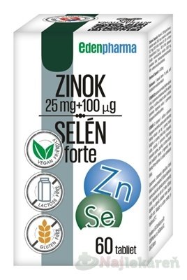 E-shop EDENPharma ZINOK 25 mg + SELÉN 100 µg forte 60 tabliet