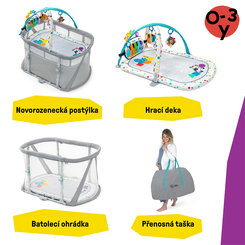 BABY EINSTEIN Postieľka s ohrádkou na hranie 3v1 Kick & Snooze™ 0m+