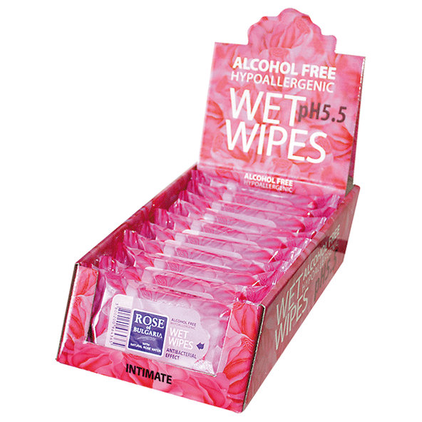 Vlhčené antibakteriálne obrúsky s prírodnou ružovou vodou 15ks Biofresh
