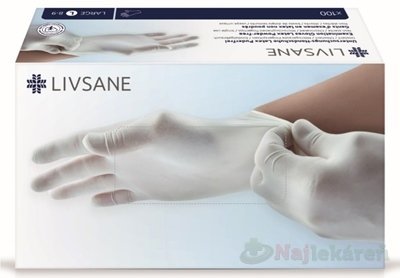 E-shop LIVSANE Latexové rukavice nepúdrované L veľ. 8-9, nesterilné 100 ks