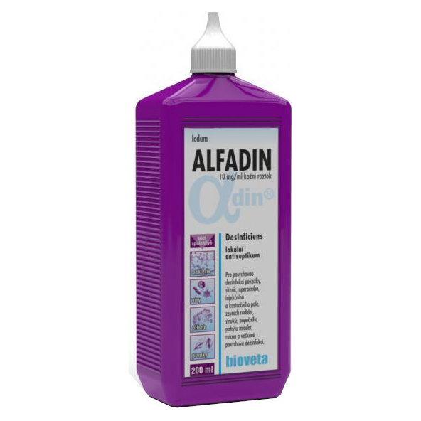 Alfadin 10mg/ml dermálny roztok na povrchovú dezinfekciu pokožky, slizníc 200ml