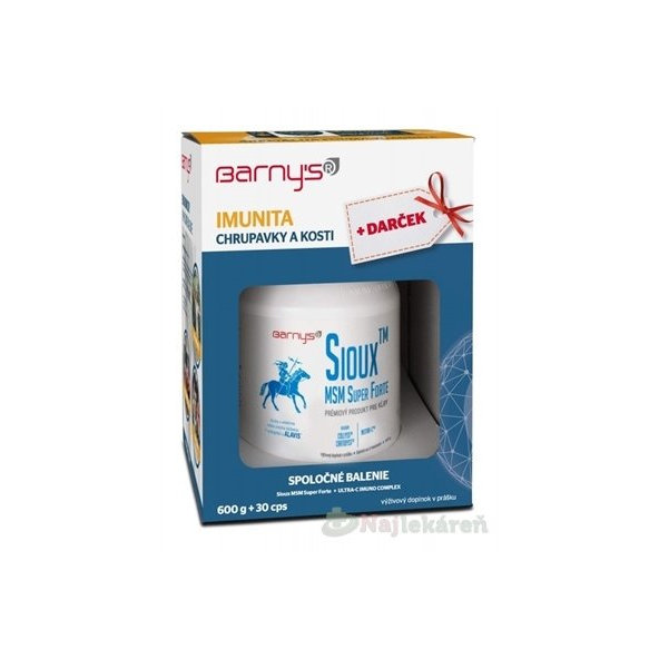 Barny's Sioux MSM Super Forte + Darček kĺbová výživa prášok 600 g + 30 kapsúl