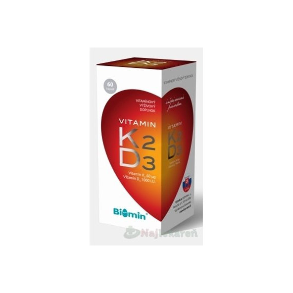 BIOMIN VITAMIN K2 + D3 1000 I.U., 60 ks