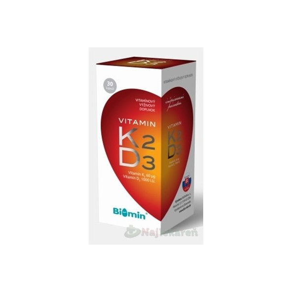 BIOMIN VITAMIN K2 + D3 1000 I.U., 30 ks