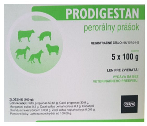 Prodigestan para suporte digestivo em ruminantes 5 x 100g