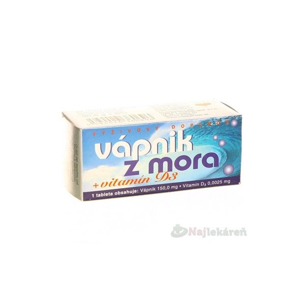 NATURVITA VÁPNIK Z MORA + vitamín D3, 60 ks