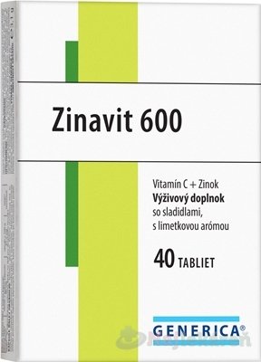 E-shop GENERICA Zinavit 600 s limetkovou arómou, 40 ks