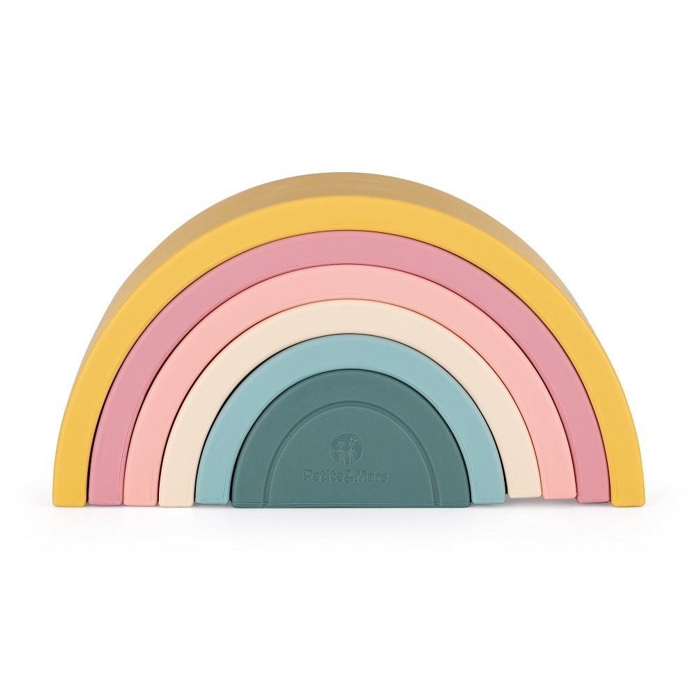 E-shop PETITE&MARS Hračka silikónová skladacia TAKE&MATCH Rainbow Intense Ochre 12m+