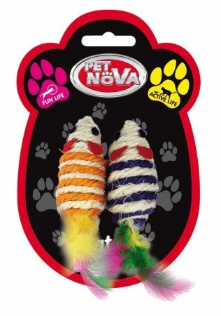 E-shop Pet Nova CAT sisalmouseset 7 hračka pre mačky sisalová myš s pierkami 2ks