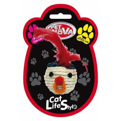 Pet Nova CAT sisalhead 5 hračka pre mačky sisalová hlava 5 cm s pierkami