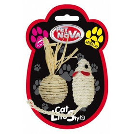 Pet Nova CAT sisalset mouse ball 7 sisalová hračka pre mačky - lopta a myš