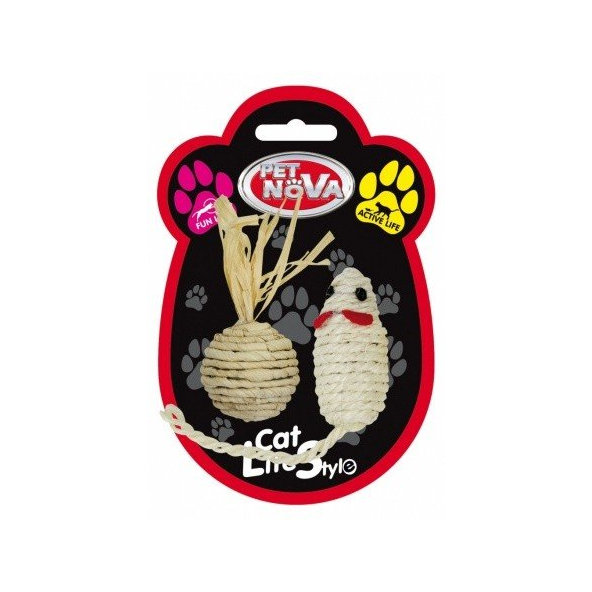 Pet Nova CAT sisalset mouse ball 7 sisalová hračka pre mačky - lopta a myš