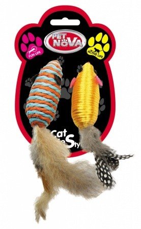E-shop Pet Nova CAT mouseset feather 7 hračka pre mačky farebné myšky s pierkami 2ks