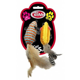 Pet Nova CAT mouseset feather 7 hračka pre mačky farebné myšky s pierkami 2ks