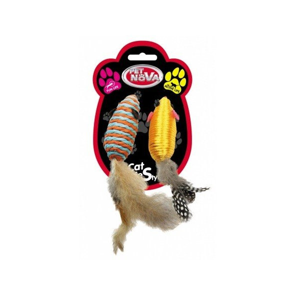 Pet Nova CAT mouseset feather 7 hračka pre mačky farebné myšky s pierkami 2ks