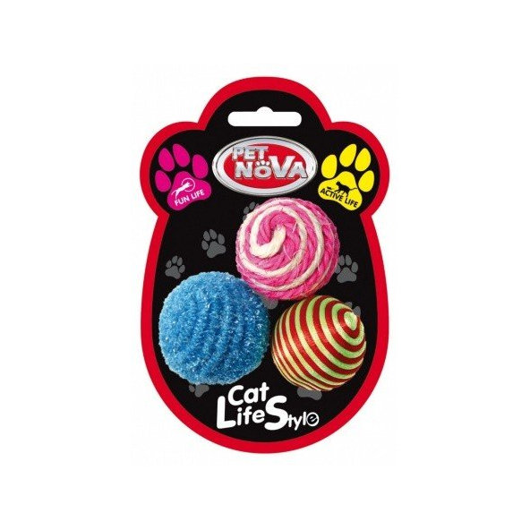 Pet Nova CAT ballset 3x4cm hračka pre mačky sada loptičiek
