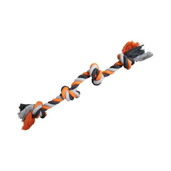 HIP HOP DOG HHD bavlnený uzol 4 knoty 60cm/ 340g šedá, oranžová, tm.šedá