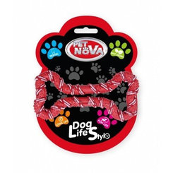 Pet Nova TPR ROPEBONE RED hračka pre psy - kosť z lana 20cm