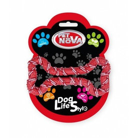 Pet Nova TPR ROPEBONE RED hračka pre psy - kosť z lana 20cm
