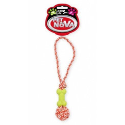 Pet Nova TPR ROPEDUMBBELL YELLOW hračka pre psy kosť na lane žltá 40cm