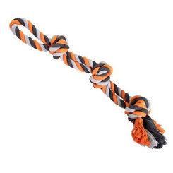 HIP HOP DOG HHD bavlnené dvojité lano 3 knoty 60cm/ 450g šedá, oranžová, tm.šedá
