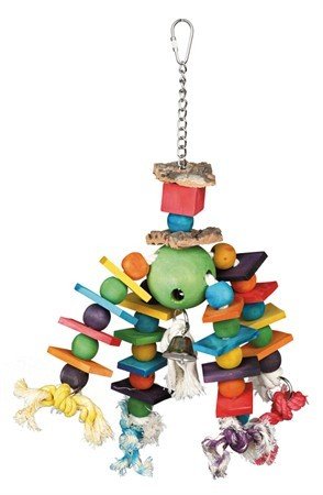 E-shop Trixie Toy on a chain, with rope and pearls, wood/cork, 35 cm