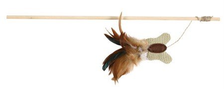E-shop Trixie Playing rod with butterfly, feather/wood/jute, catn., 45 cm