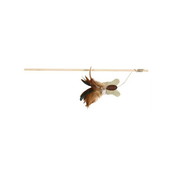 Trixie Playing rod with butterfly, feather/wood/jute, catn., 45 cm