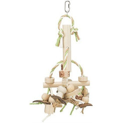 TRIXIE Toy with paper bands závesná drevená hračka pre malé papagáje 31cm