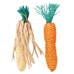 TRIXIE sada sisalových hračiek pre hlodavce mrkva a kukurica 15cm (2ks)