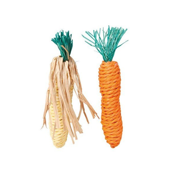 TRIXIE sada sisalových hračiek pre hlodavce mrkva a kukurica 15cm (2ks)