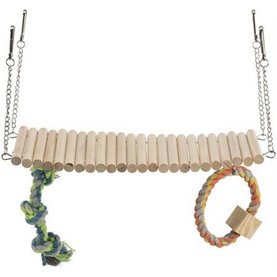 Trixie Suspension bridge w. rope & toy, hamster, wood/rope, 30 × 17 × 9 cm