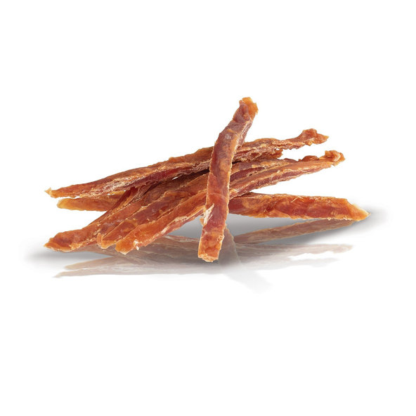 Maškrta pre psy KID DOG Kačacie prúžky 100% mäso 250g