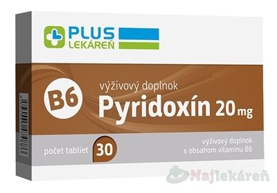 E-shop PLUS LEKÁREŇ Pyridoxín 20 mg (vitamín B6) 30ks