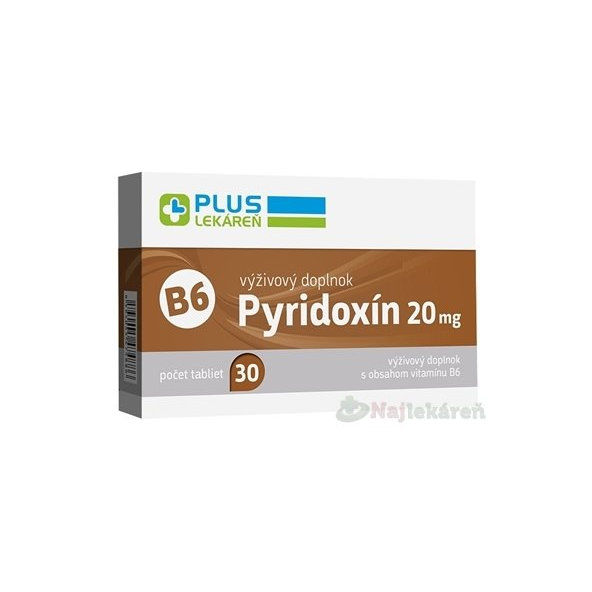 PLUS LEKÁREŇ Pyridoxín 20 mg (vitamín B6) 30ks