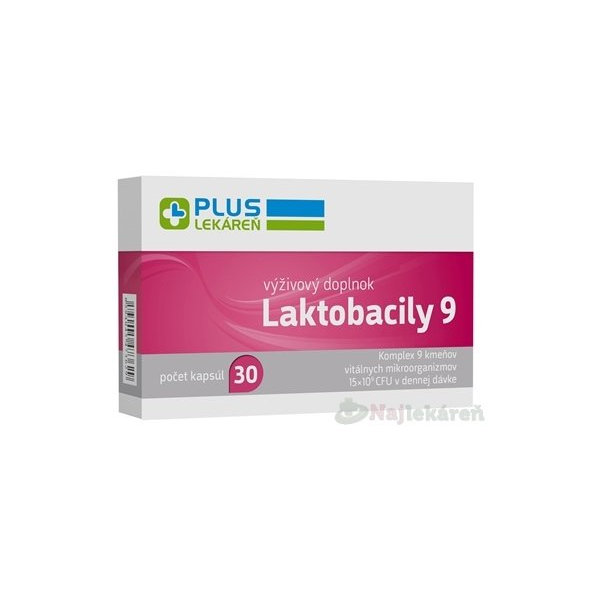 PLUS LEKÁREŇ Laktobacily 9 na zlepšenie trávenia, 30ks