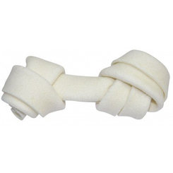 Zuvacie kosti BIELY.Uzol z byvolej kože 11cm