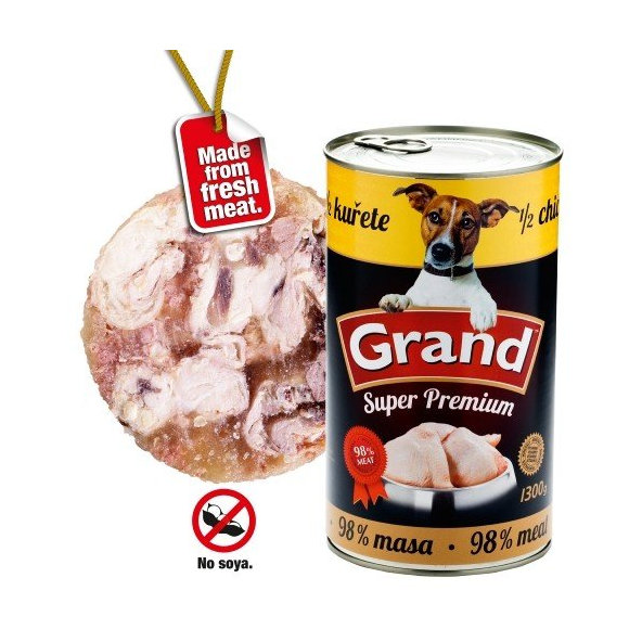 Grand - konzervy GRAND SUPERPR. adult 1/2 kurata 1300g