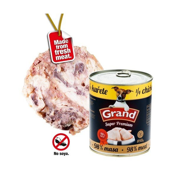 Grand - konzervy GRAND SUPERPR. adult 1/4 kurata 850g